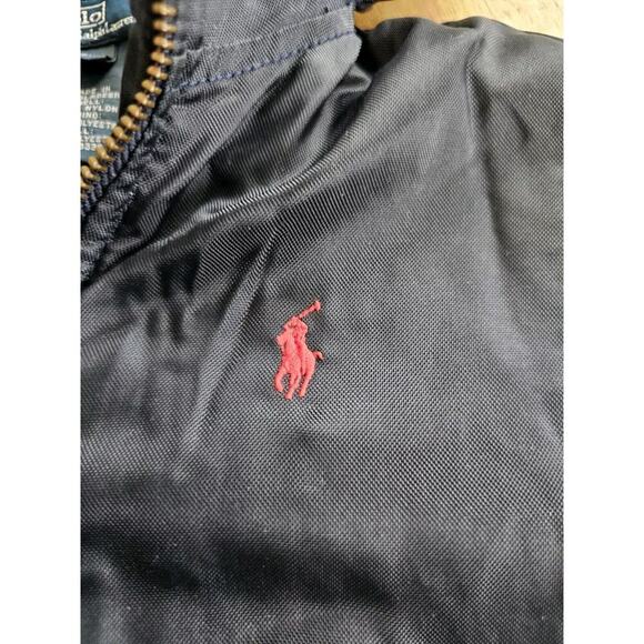 Polo Ralph Lauren Infant 18 Months Fleece Hooded Bomber Jacket Navy Blue Preppy - Picture 2 of 6